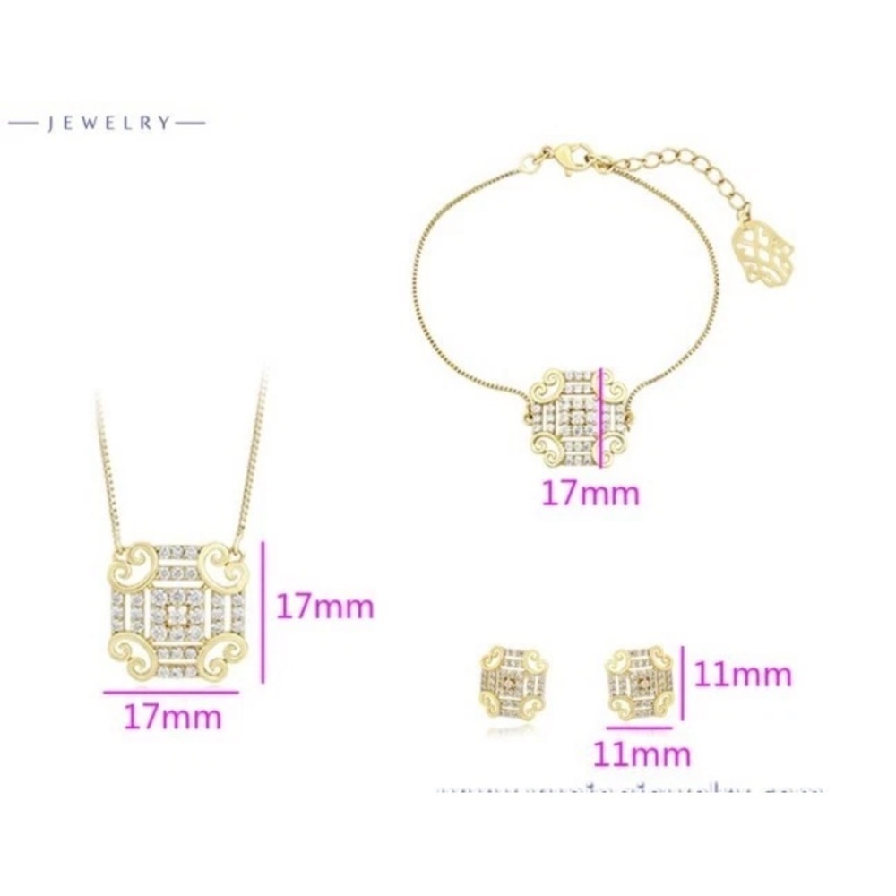 Elegant Gold plated and Silver Women's Jewelry Set - Picture 7 of 8